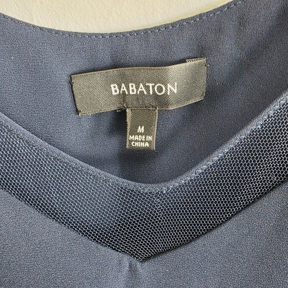 Aritzia Babaton Galen Navy Blue Mesh Trim V-Neck Camisole Tank Top Medium M - Picture 5 of 9